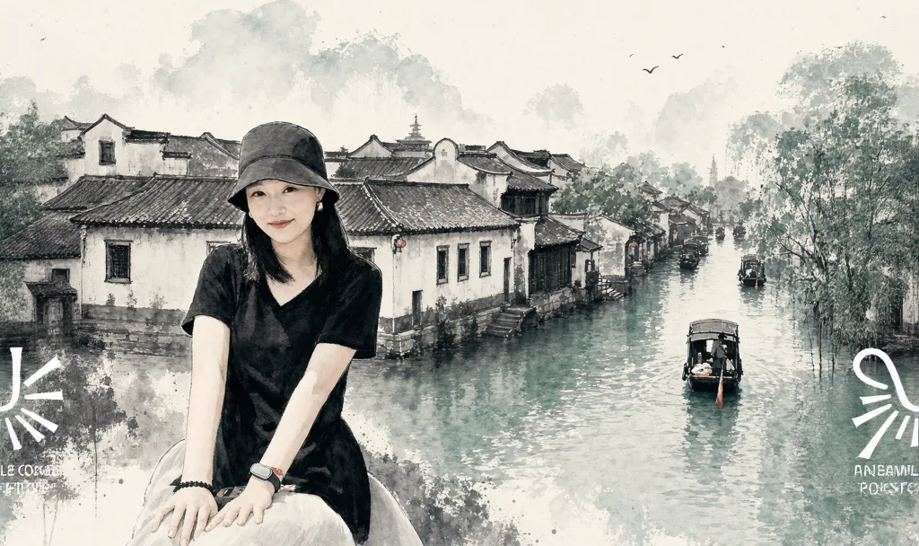把江南旅行照，变成水墨咖啡杯设计结果
